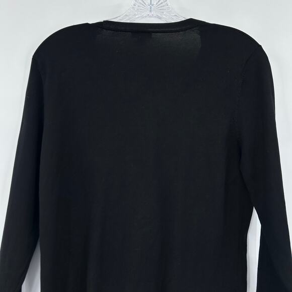 Ann Taylor Silk Blend Cardigan Sweater Black Classic Staples Womens Size Large - Picture 9 of 11